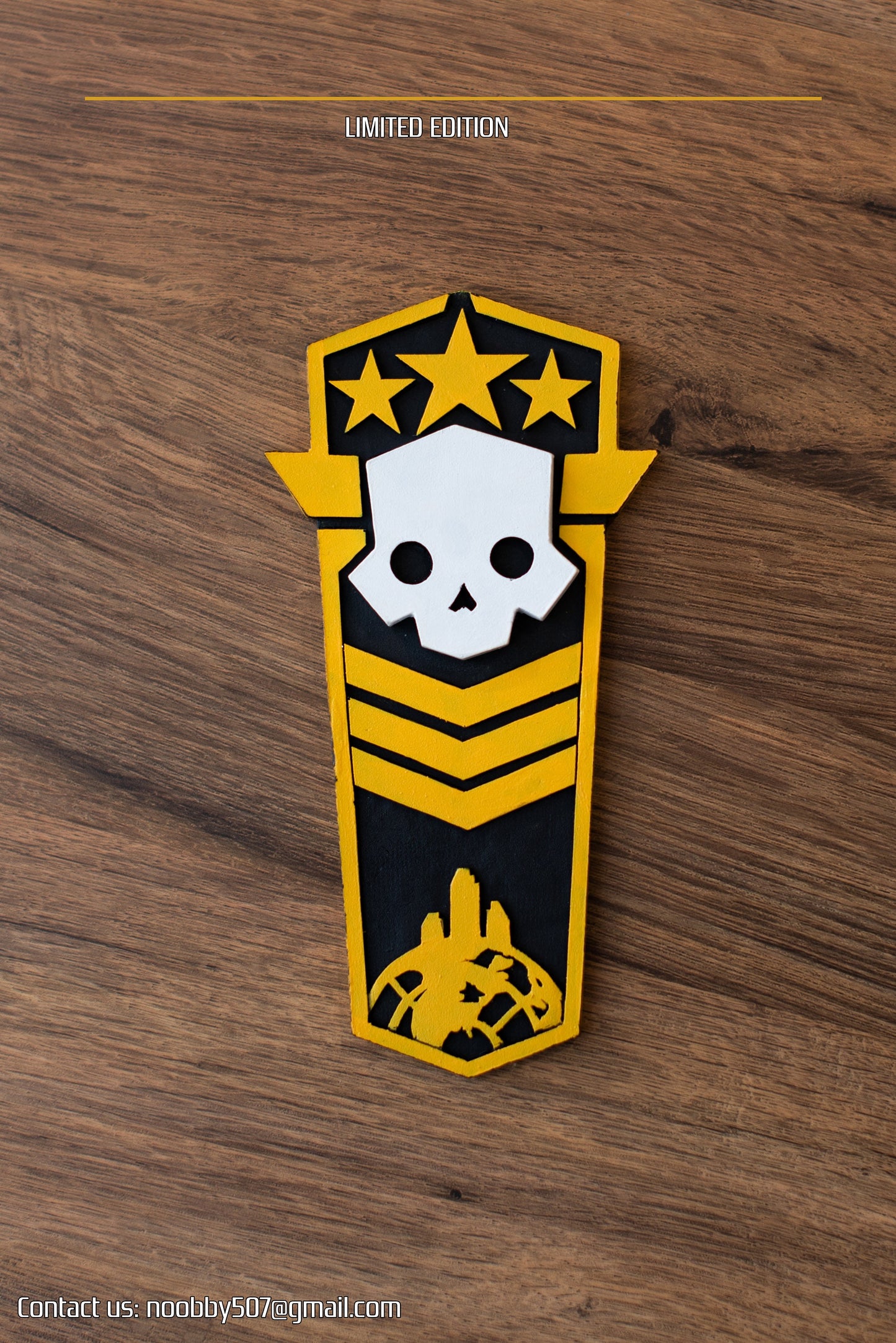 Helldivers 2 style democratic fridge magnet badge logo.